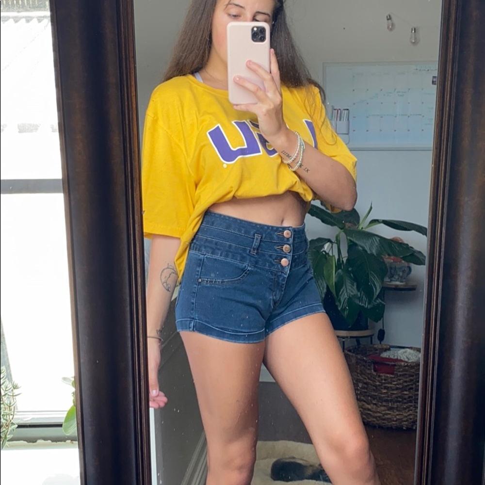 High Waisted Dark Jean Shorts